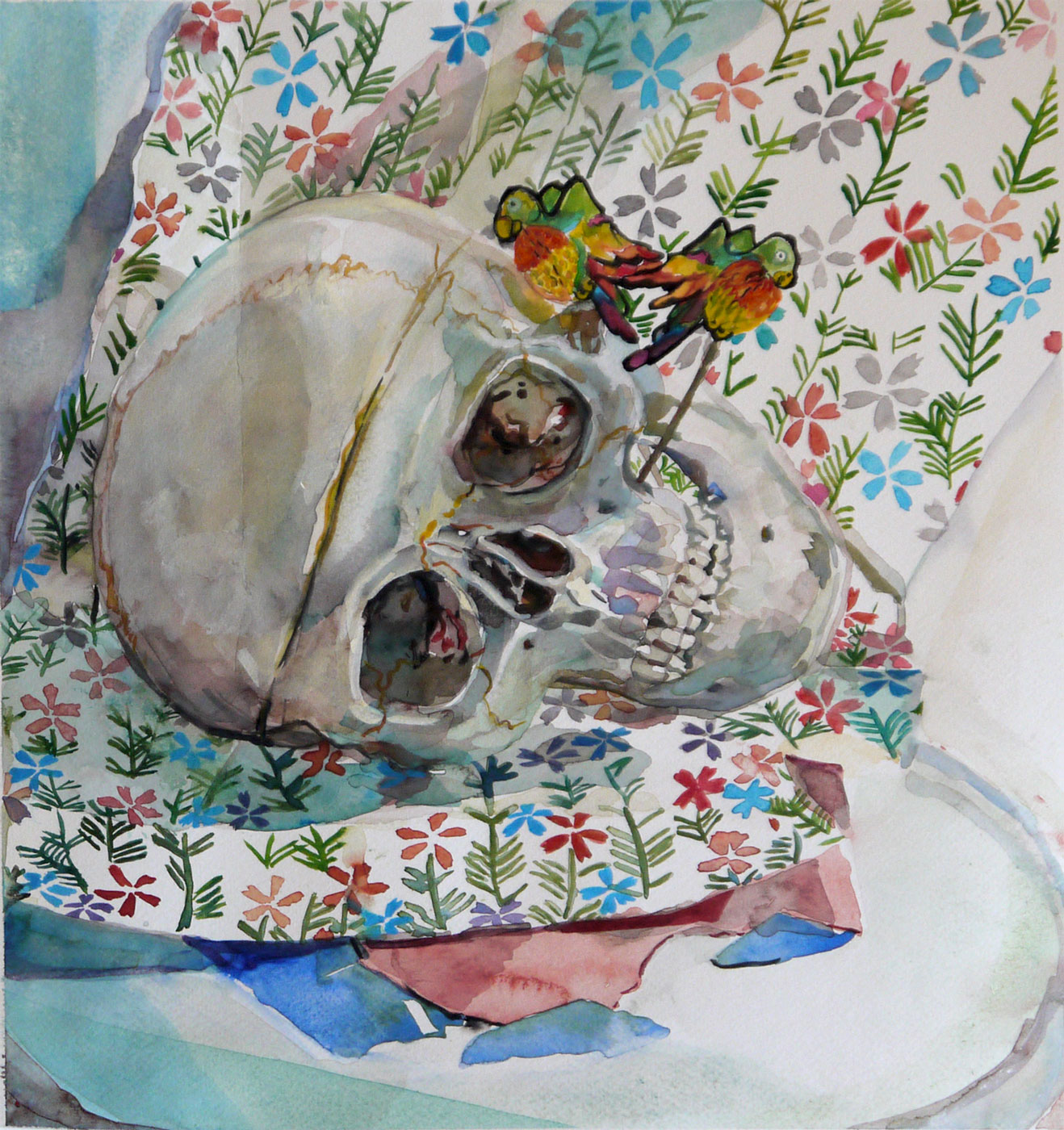 Skull With Parrots
